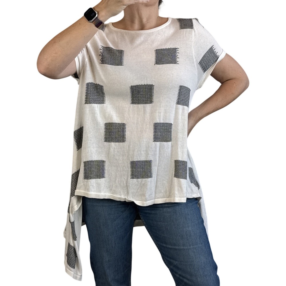 Stella Carakasi Lazy Days Sweater Lightweight Tunic Size L White Cotton Modal